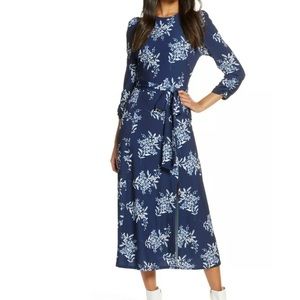 Eliza J Blue Floral Jersey Midi Dress